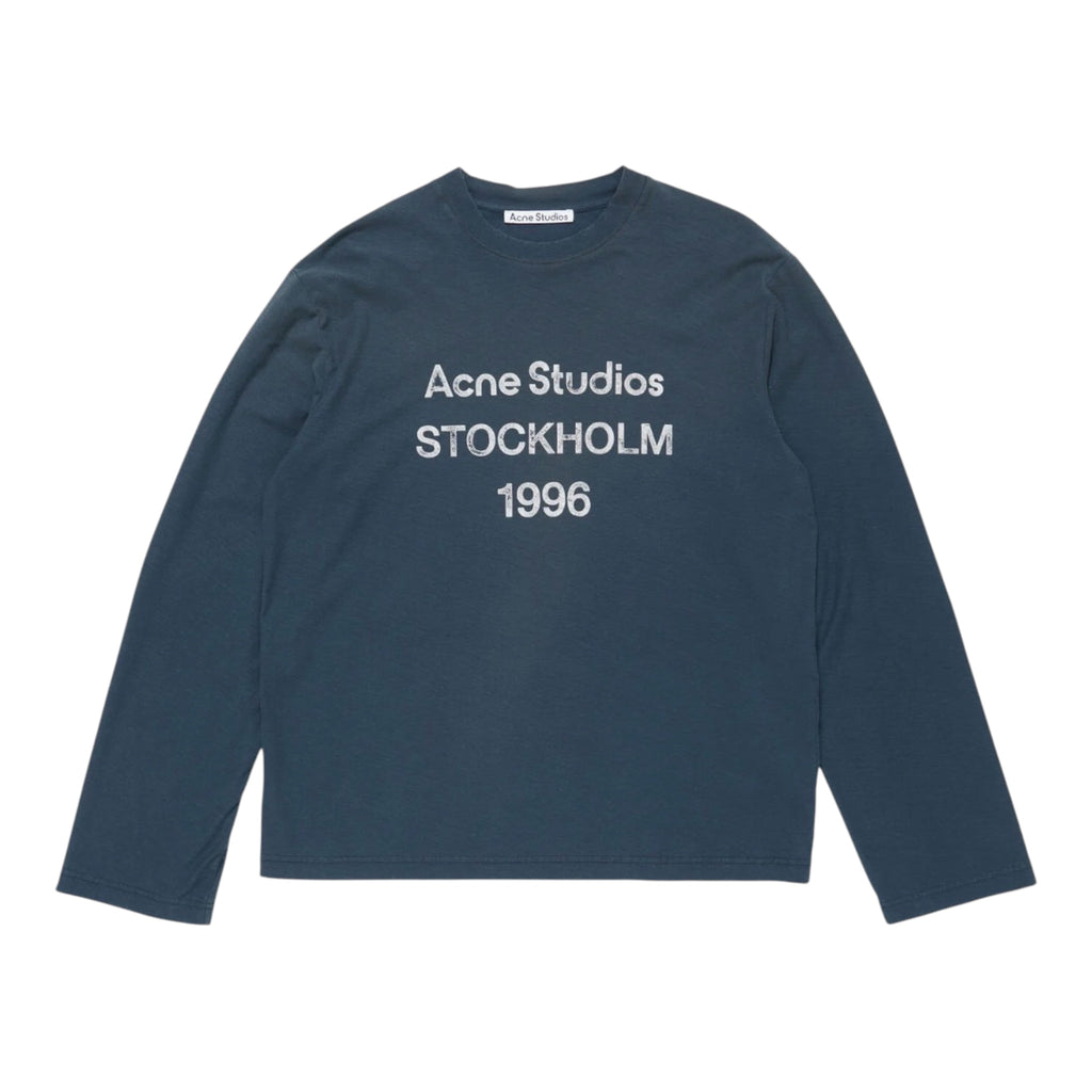 ACNE Distressed cotton-blend jersey T-shirt in Navy