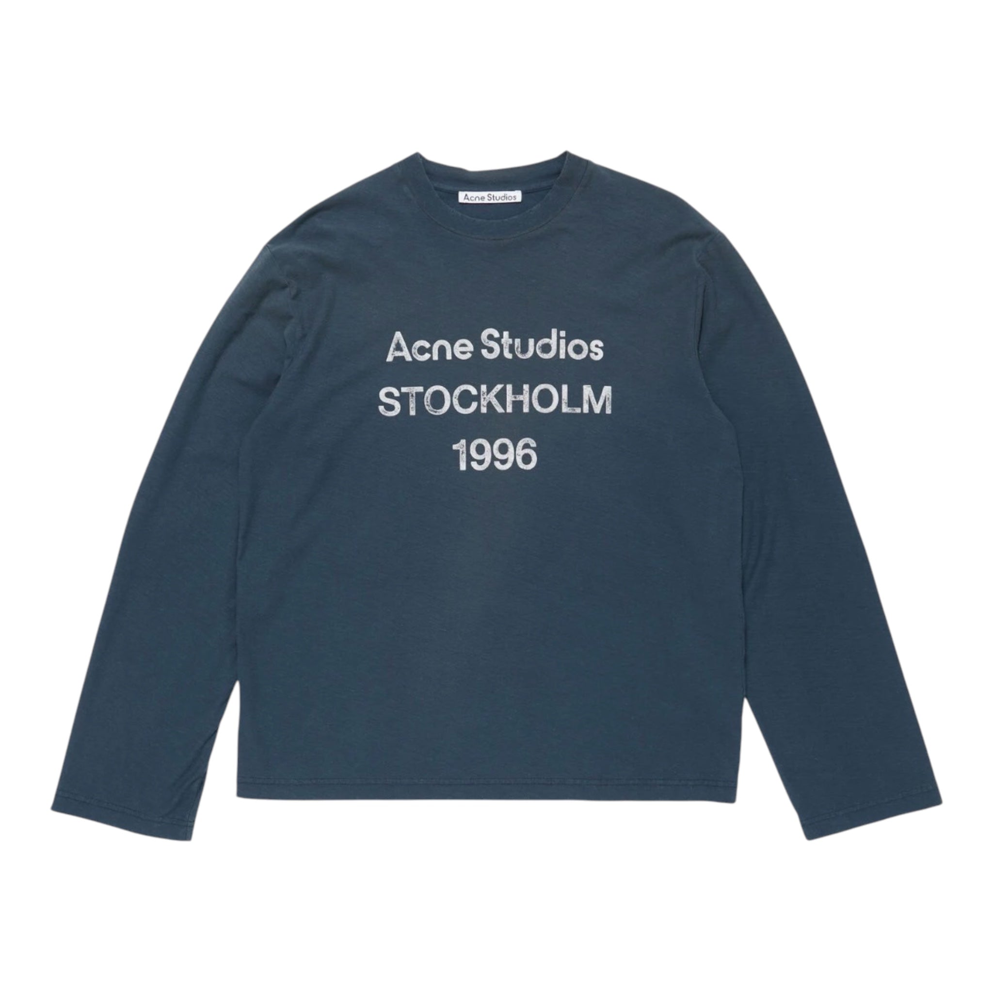 ACNE Distressed cotton-blend jersey T-shirt in Navy