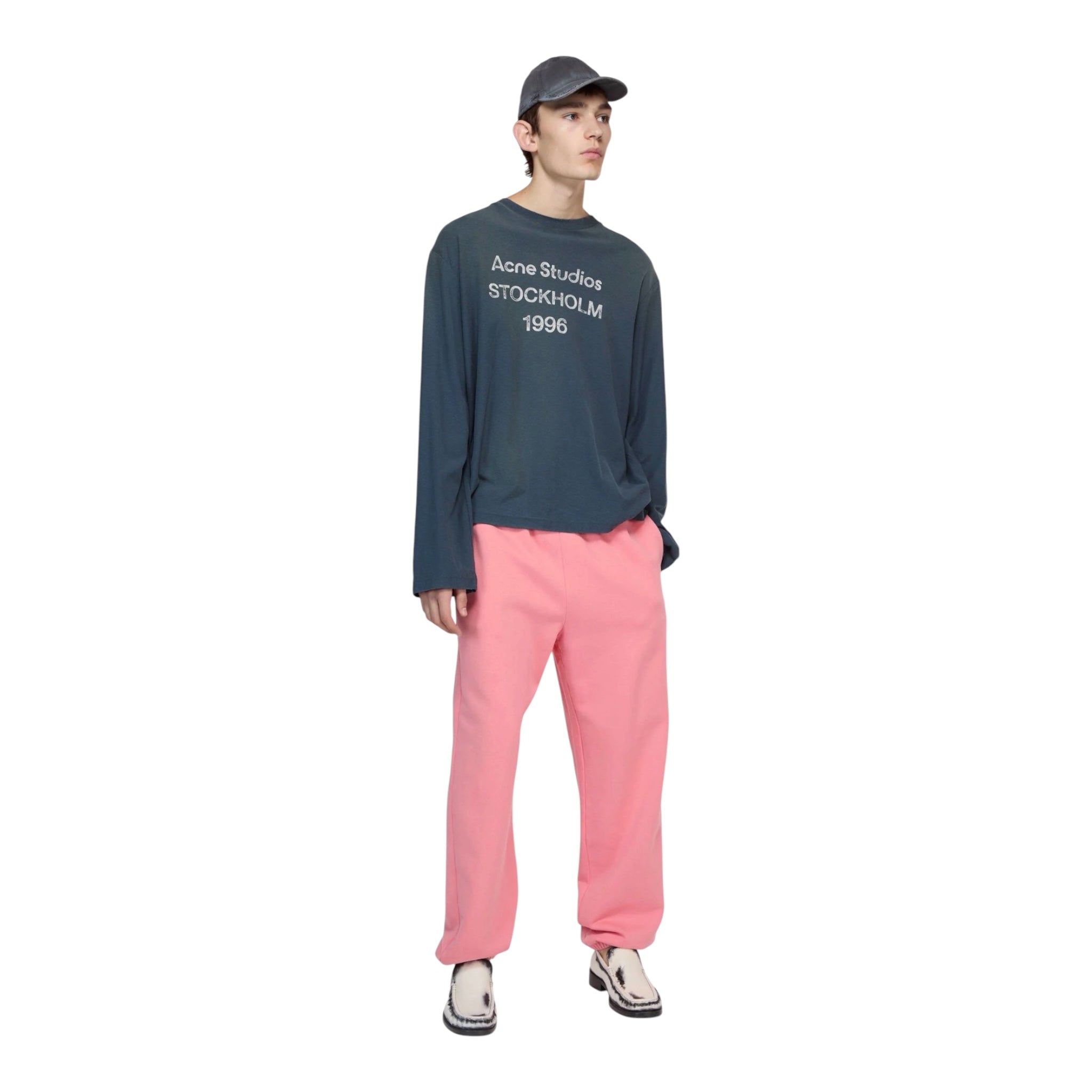 ACNE Distressed cotton-blend jersey T-shirt in Navy