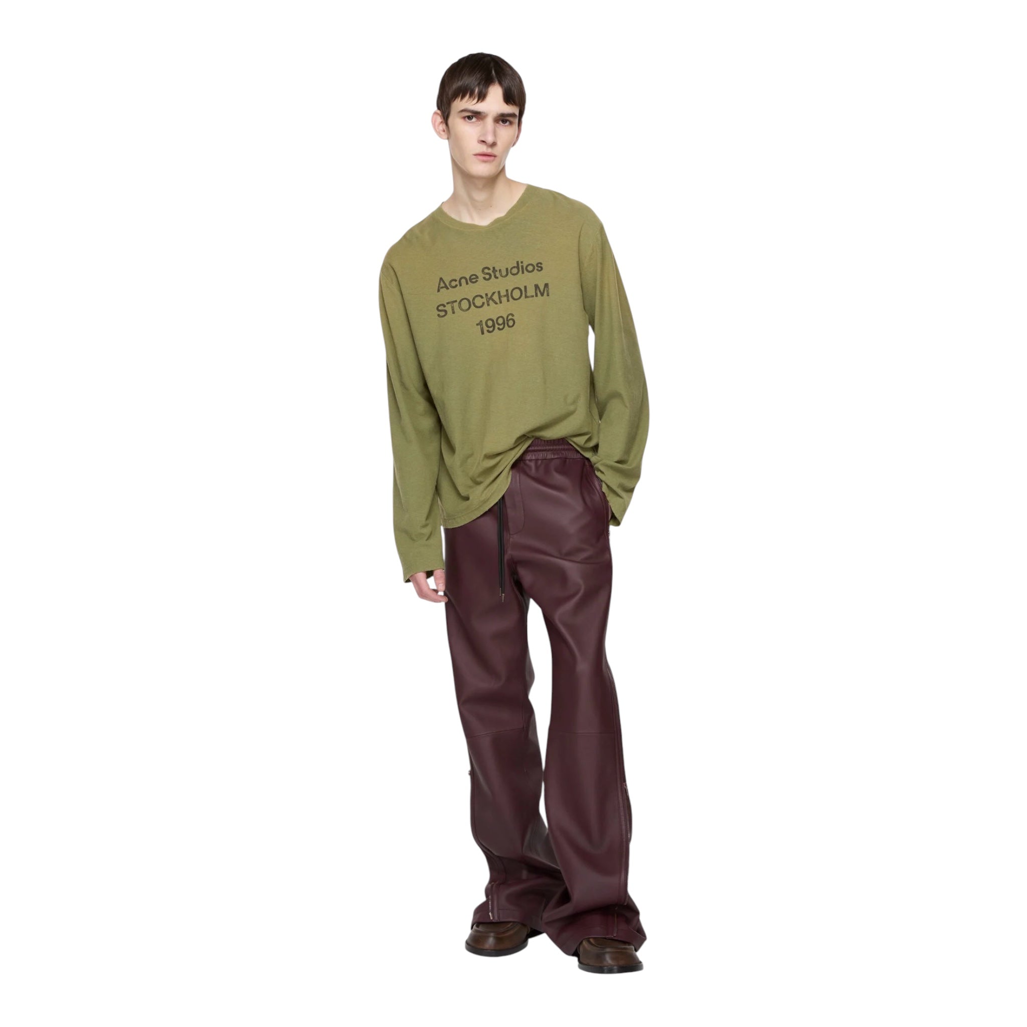 ACNE Distressed cotton-blend jersey T-shirt in Green