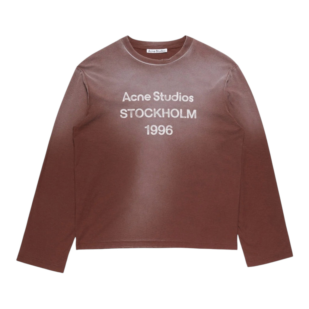 ACNE Distressed cotton-blend jersey T-shirt in Brown