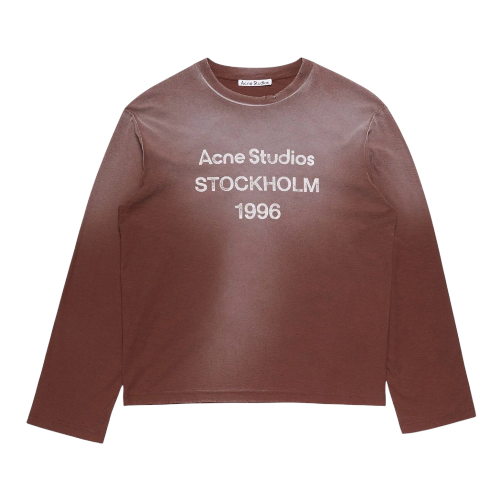 ACNE Distressed cotton-blend jersey T-shirt in Brown