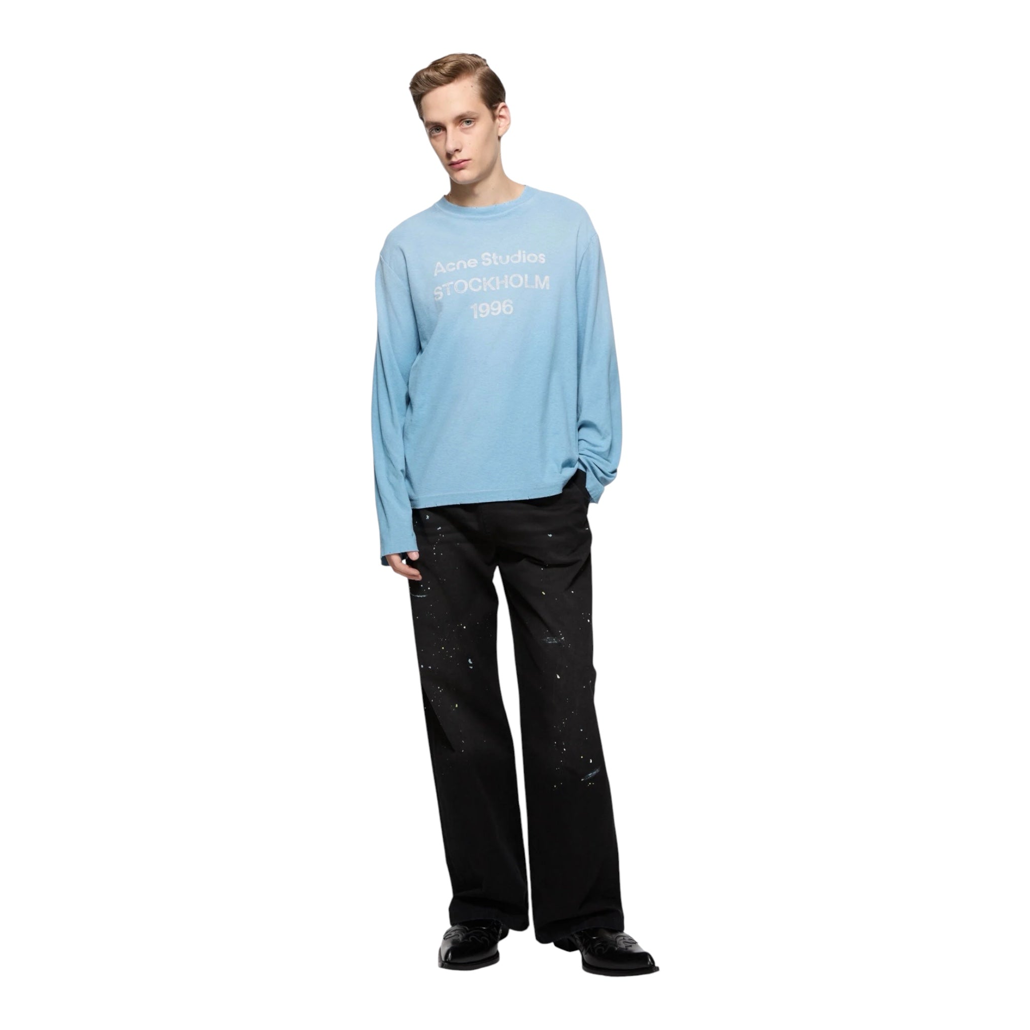 ACNE Distressed cotton-blend jersey T-shirt
